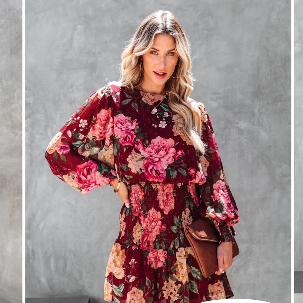 Vici Short and Sweet Floral Smocked Mini Dress